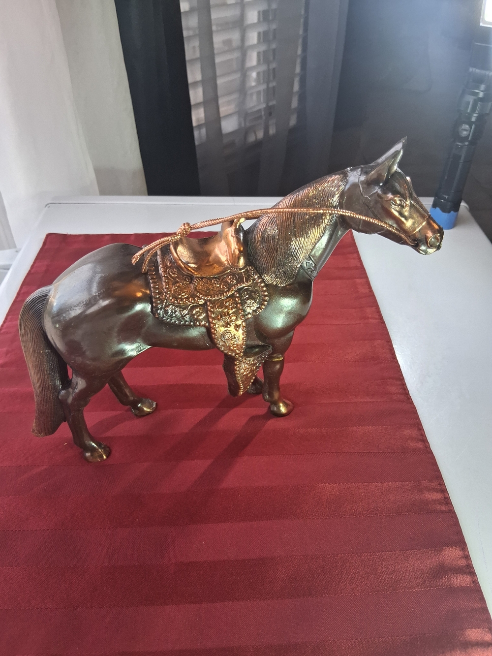 Decorative Metallic Horse Figurine in Bronze and Gold